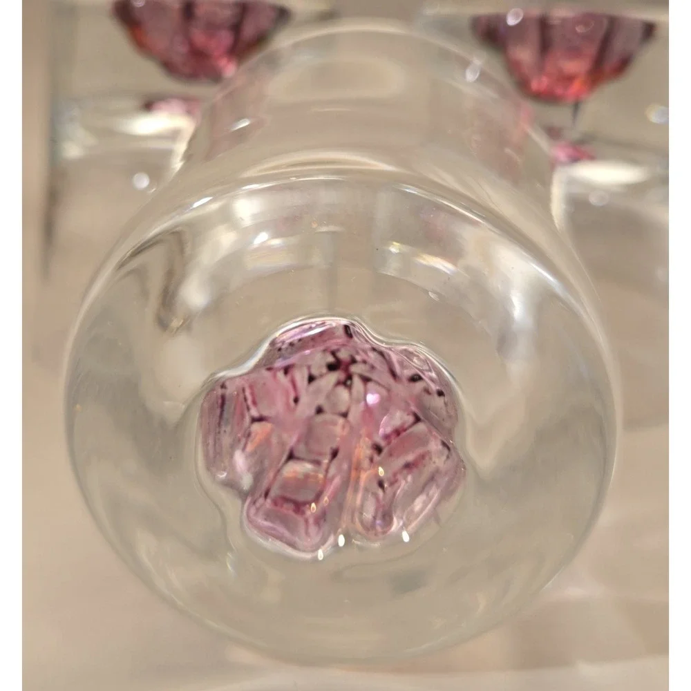 Vintage Glasses 3 Low Ball Whiskey 3D With Wild Rose Cut And Stained Effect‎
